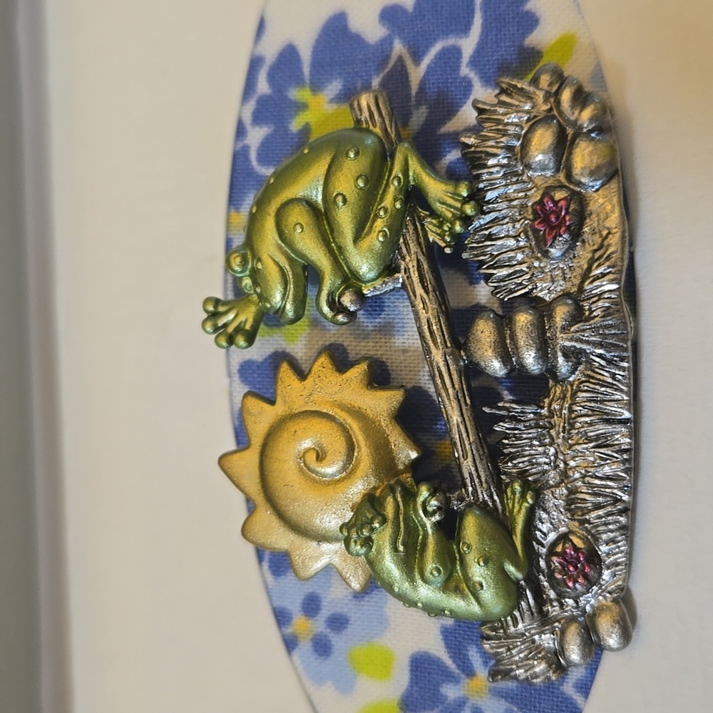Gold and Silver Frogs-on-a-Seesaw  Brooch, NWT